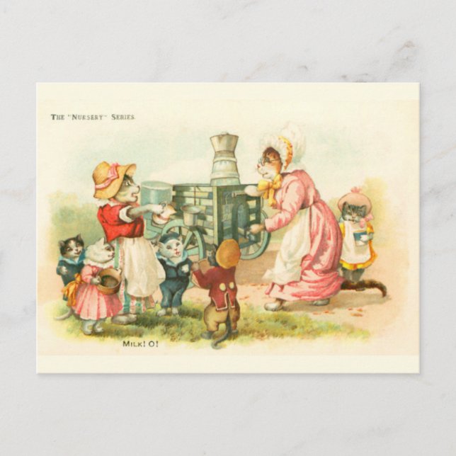 Postal Masía de leche de gatos victorianos Louis Wain ser (Anverso)