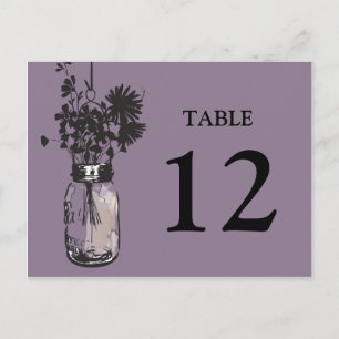 Postal Mason Jar & Wildflowers Table Card