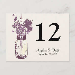 Postal Mason Jar & Wildflowers Table Card