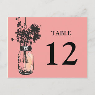 Postal Mason Jar & Wildflowers Table Card