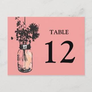 Postal Mason Jar & Wildflowers Table Card