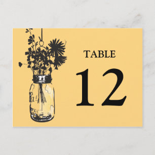 Postal Mason Jar & Wildflowers Table Card