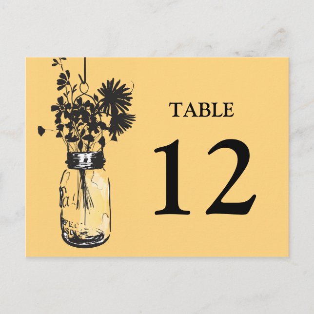 Postal Mason Jar & Wildflowers Table Card (Anverso)