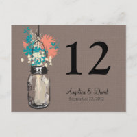 Mason Jar & Wildflowers Table Card