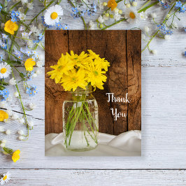 Postal Mason Jar Yellow Daisies Country Wedding Gracias