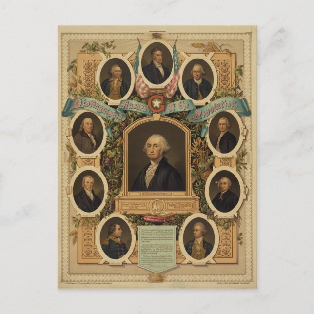Postal Masones distinguidas de la revolución estadouniden (Anverso)