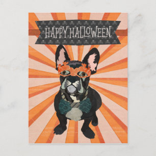 postal MASQUERADE FRANCÉS BULLDOG HALLOWEEN