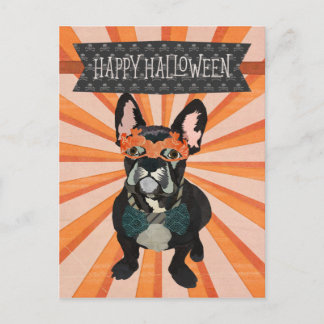 postal MASQUERADE FRANCÉS BULLDOG HALLOWEEN