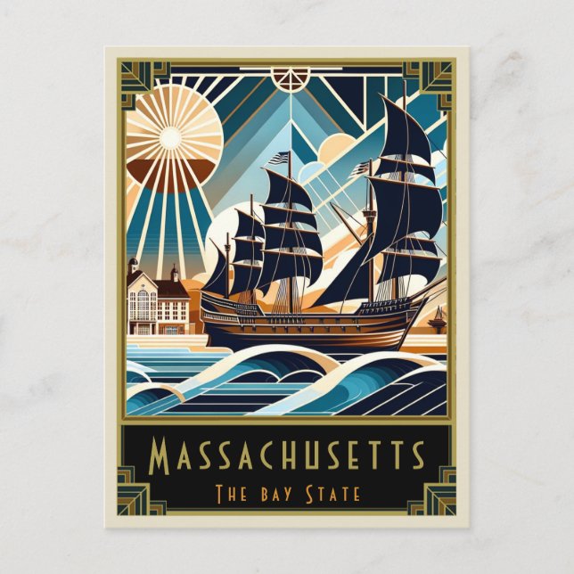 Postal Massachusetts | Art Deco (Anverso)