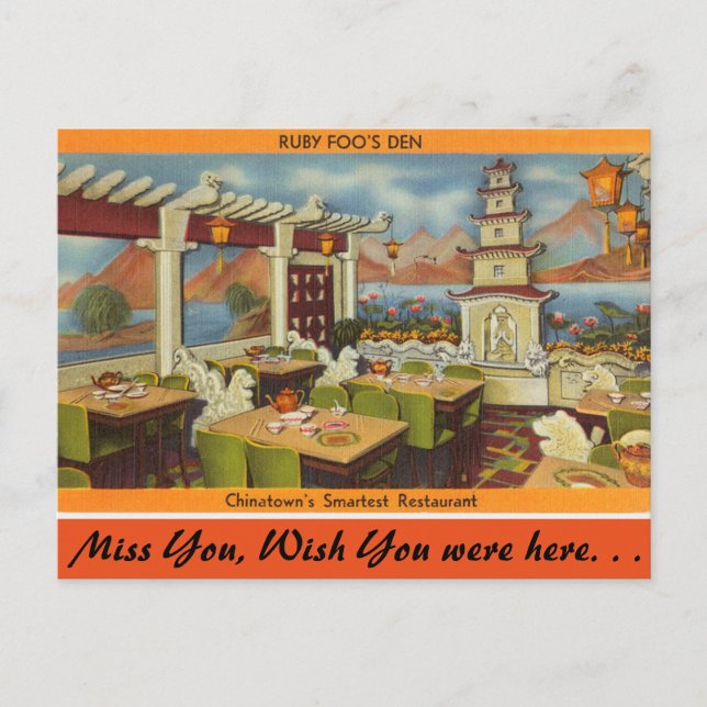Postal Massachusetts, el restaurante Ruby Foo's Restauran (Anverso)