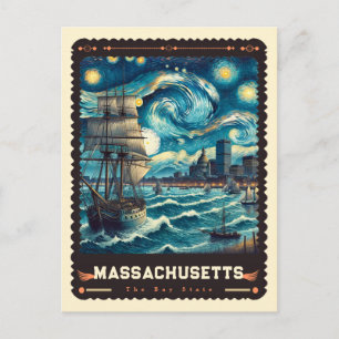 Postal Massachusetts Inspirado en Vincent Van Gogh