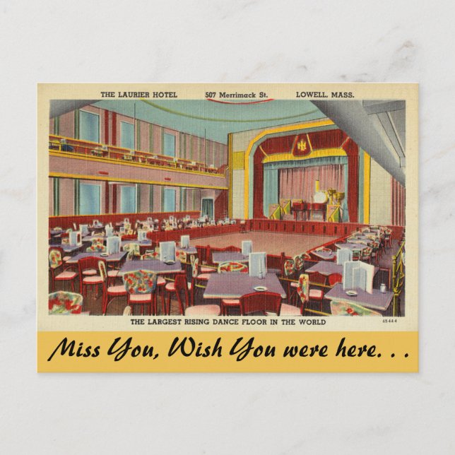 Postal Massachusetts, Laurier Hotel, Lowell (Anverso)