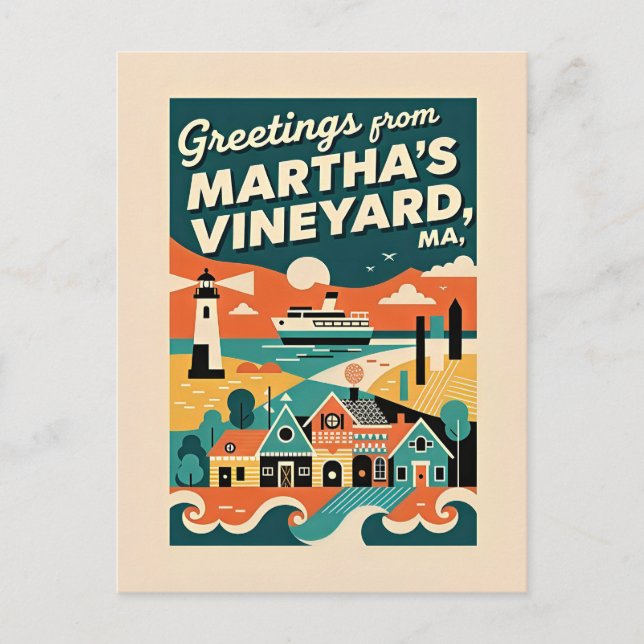 Postal Massachusetts Martha’s Vineyard 1950s Retro (Anverso)