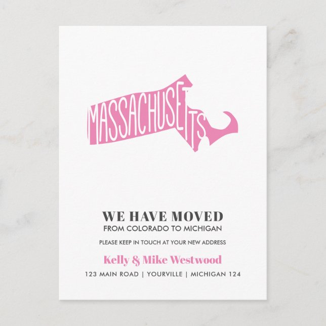 Postal MASSACHUSETTS Nos hemos mudado Nueva dirección Nue (Anverso)