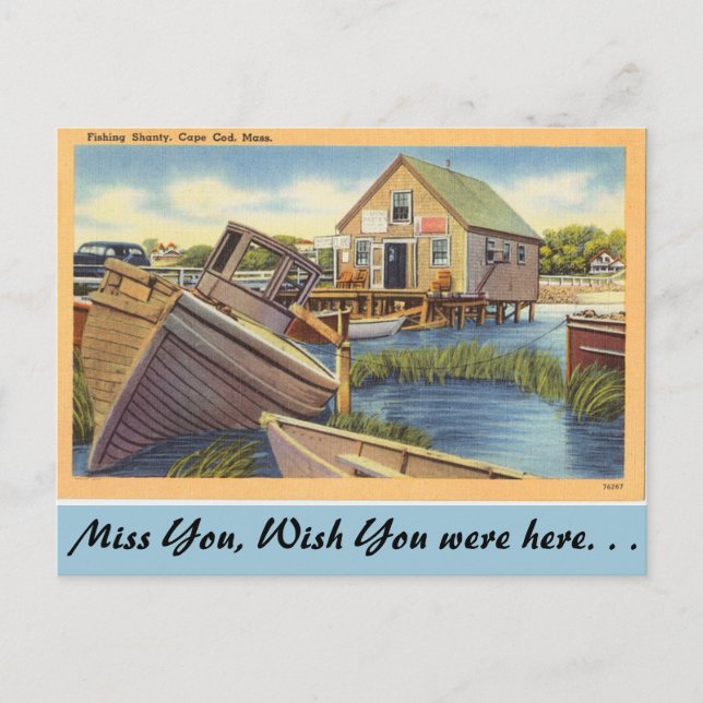 Postal Massachusetts, Pesca Shanty, Cape Cod (Anverso)