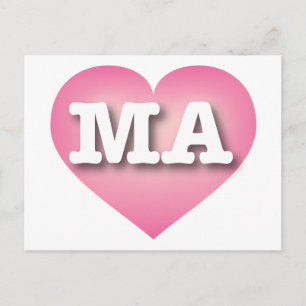 Postal Massachusetts Pink Fade Heart - Me encantan las MA