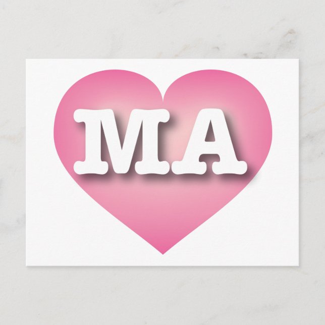 Postal Massachusetts Pink Fade Heart - Me encantan las MA (Anverso)