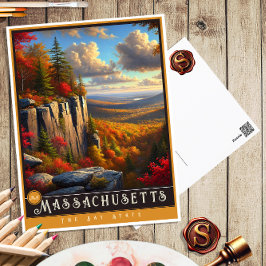 Postal Massachusetts | Postcarta estatal hiperrealista