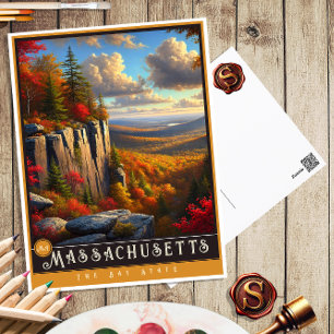 Postal Massachusetts Postcarta estatal hiperrealista