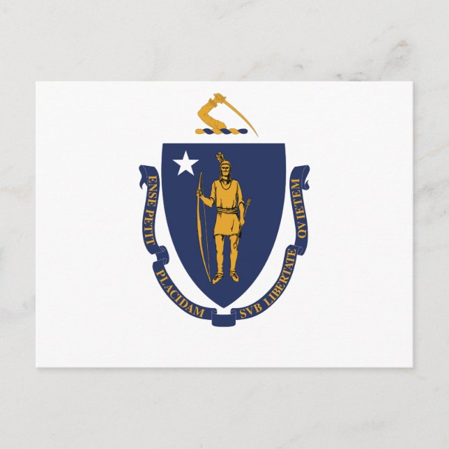 Postal Massachusetts State Flag Bay State Indian & Motto  (Anverso)
