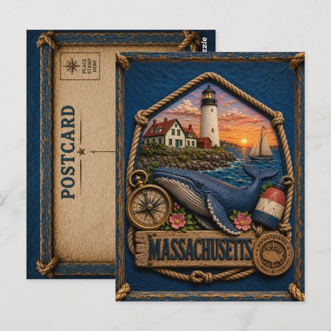 Postal Massachusetts Viajes Antiguos (Anverso / Reverso)