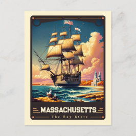Postal Massachusetts | Vintage patriótico