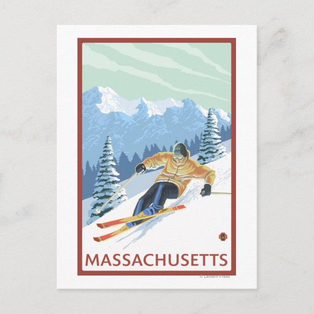 Postal MassachusettsDownhill Skier Scene (Anverso)