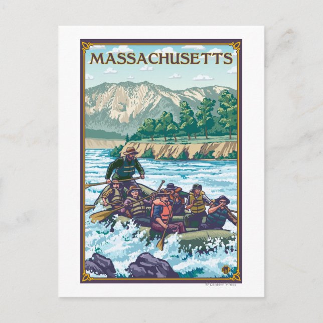 Postal MassachusettsRiver Rafting Scene (Anverso)