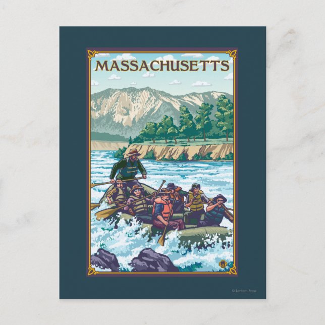 Postal MassachusettsRiver Rafting Scene (Anverso)