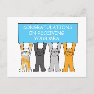 Postal Máster Grado Felicitaciones Personalizados Gatos