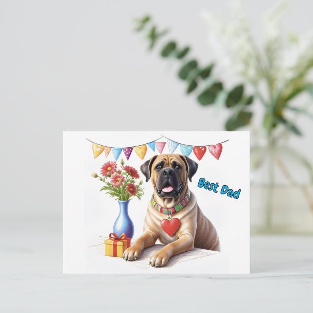 Postal Mastiff auf einer Feier (Anverso de pie)