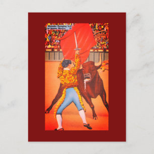 Postal Matador con Cabo Rojo y Toro Cargador, Juárez
