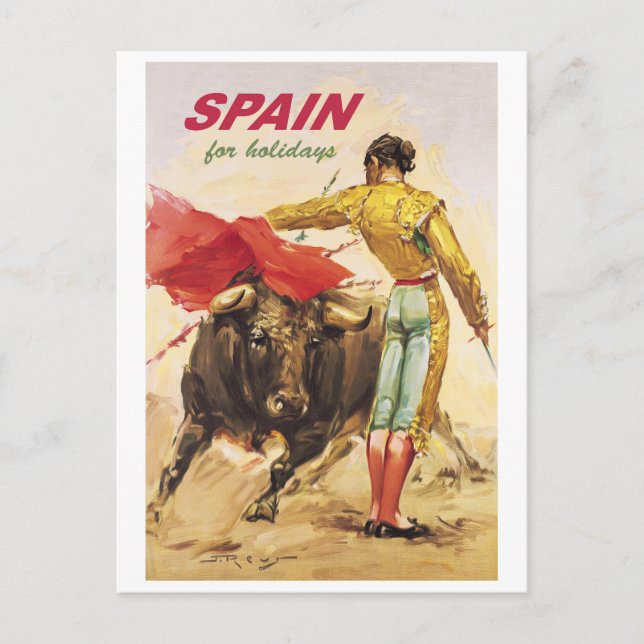 Postal Matador y toro. Pelea de toros. España para vacaci (Anverso)