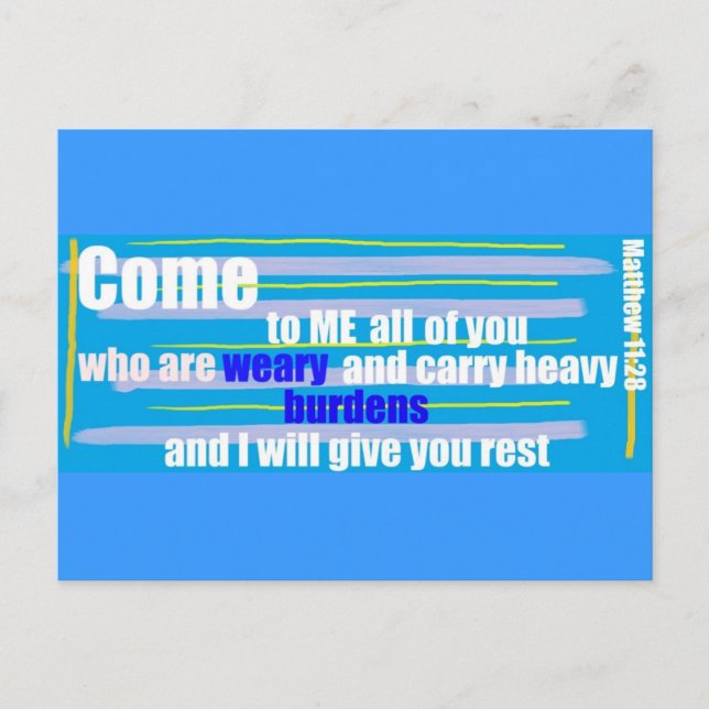 Postal Mateo 11:28 (Anverso)