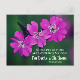 Postal Mateo 18:20 Dos o tres juntas en mi nombre