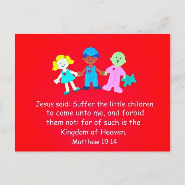 Postal Mateo 19:14 Jesús dijo... (Anverso)