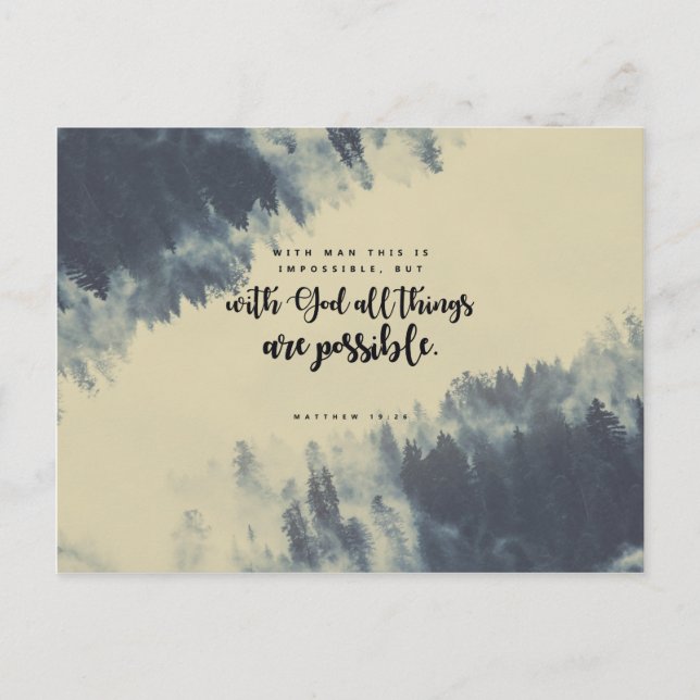 Postal Mateo 19:26 - Con Dios todas las cosas son posible (Anverso)