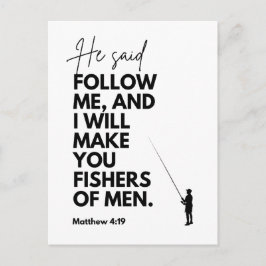 Postal Mateo 4:19 Pescadores de Hombres Versículo Bíblico