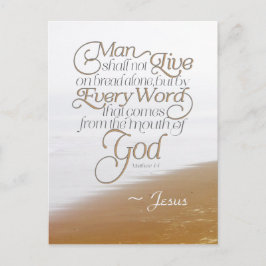 Postal Mateo 4:4 El hombre no vivirá solo con el pan