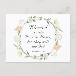 Postal Mateo 5:8 Los bendecidos son puros en verso de la
