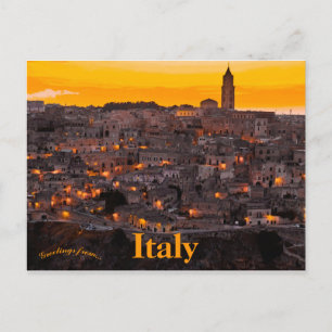 Postal Matera Italia al atardecer