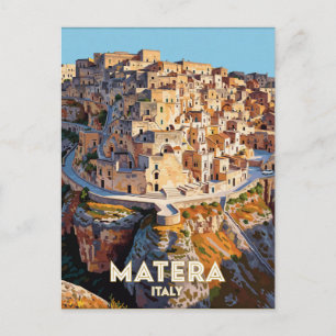 Postal Matera Italia Sassi Escena de Viaje