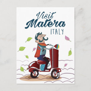 Postal Matera Italia Scooter de dibujos animados impresió