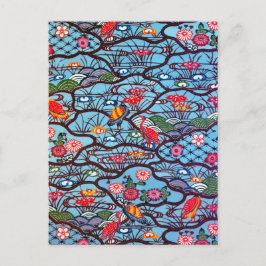 Postal Materia textil de kimono japonesa vintage (Bingata