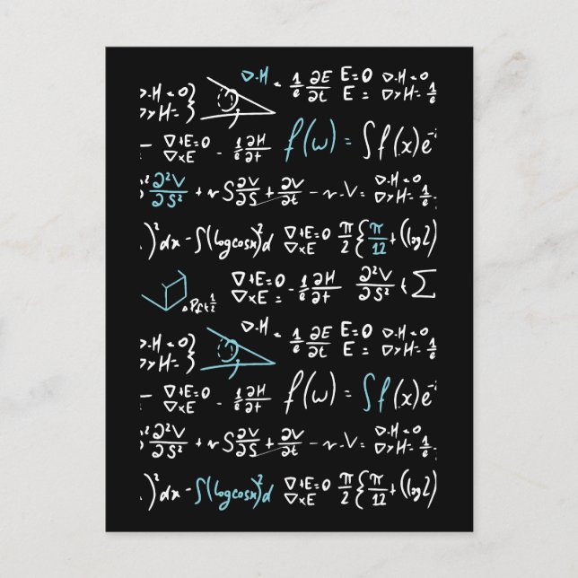 Postal Math formulas mathematics physics student teacher  (Anverso)
