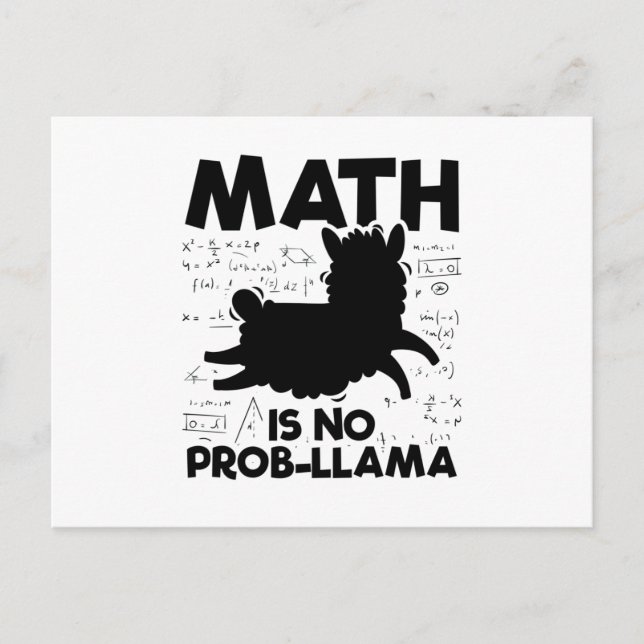 Postal Math Lama | Idea de regalo de la escuela de matemá (Anverso)