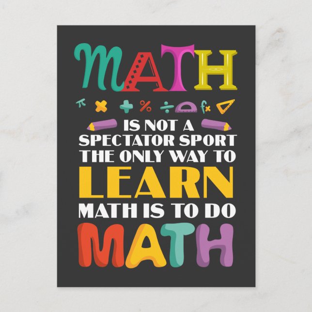 Postal Math Teacher Mathematicate Study Student School (Anverso)