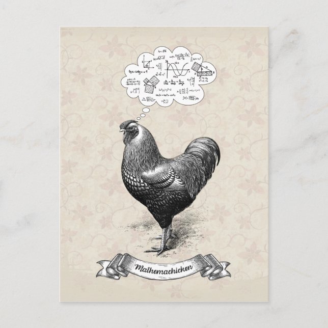 Postal Mathemachicken Funny Math Chicken Pun Chiste (Anverso)