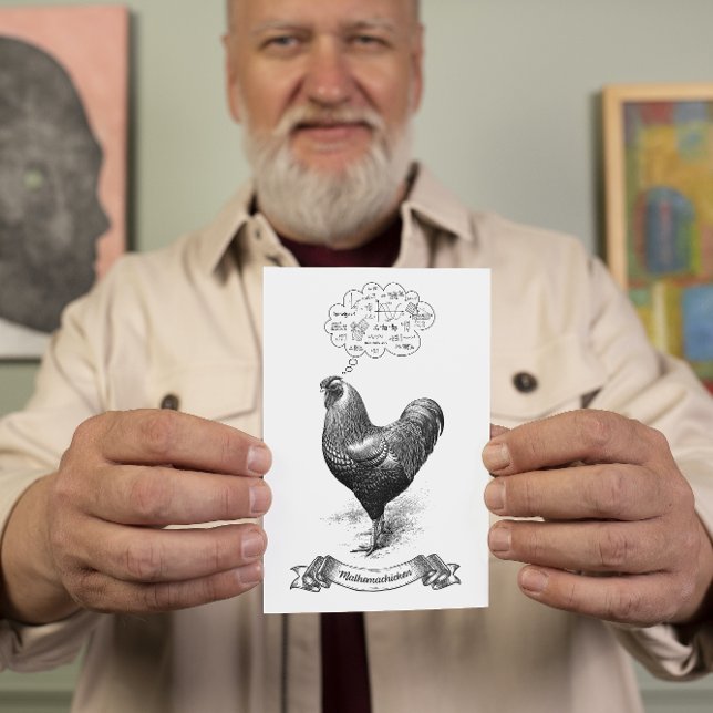 Postal Mathemachicken Funny Math Chicken Pun Chiste (Subido por el creador)