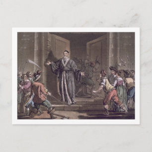 Postal Mathieu Mole (1584-1656) acosado por el pueblo,